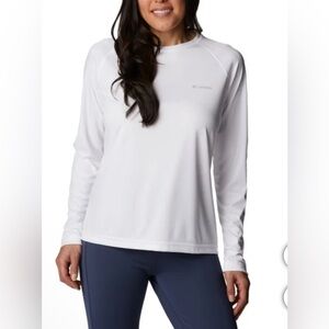 Columbia White Long Sleeve Sun Tee